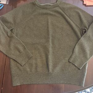 Banana Republic Mens Italian Merino Wool Fine Knit Sweater Sz XL Green Cozy Luxe